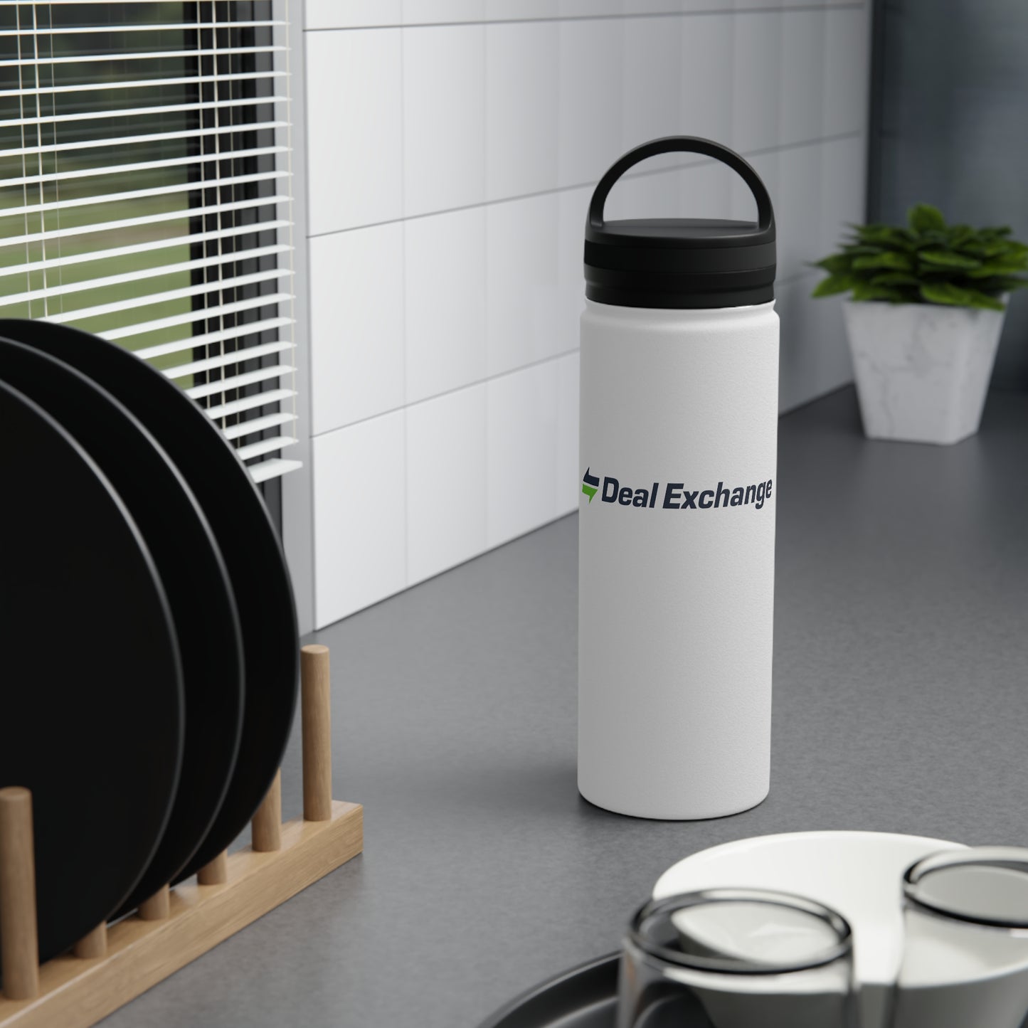 Stainless Steel Water Bottle, Handle Lid - Deal Exchange