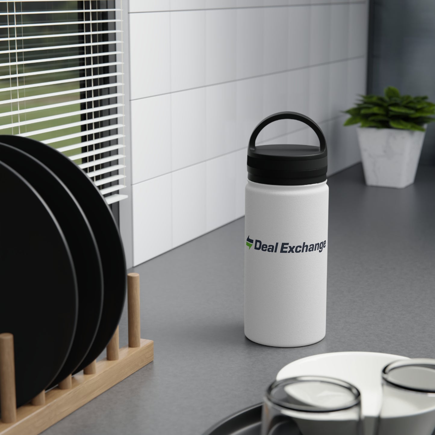 Stainless Steel Water Bottle, Handle Lid - Deal Exchange